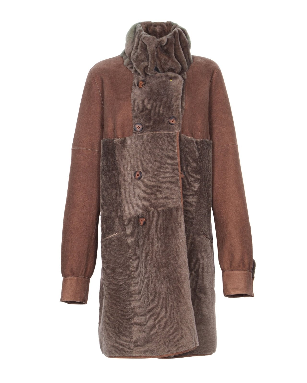 Brown Long Shearling Coat - ADAMO