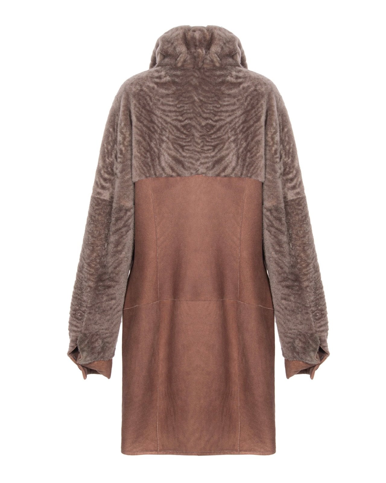 Brown Long Shearling Coat - ADAMO