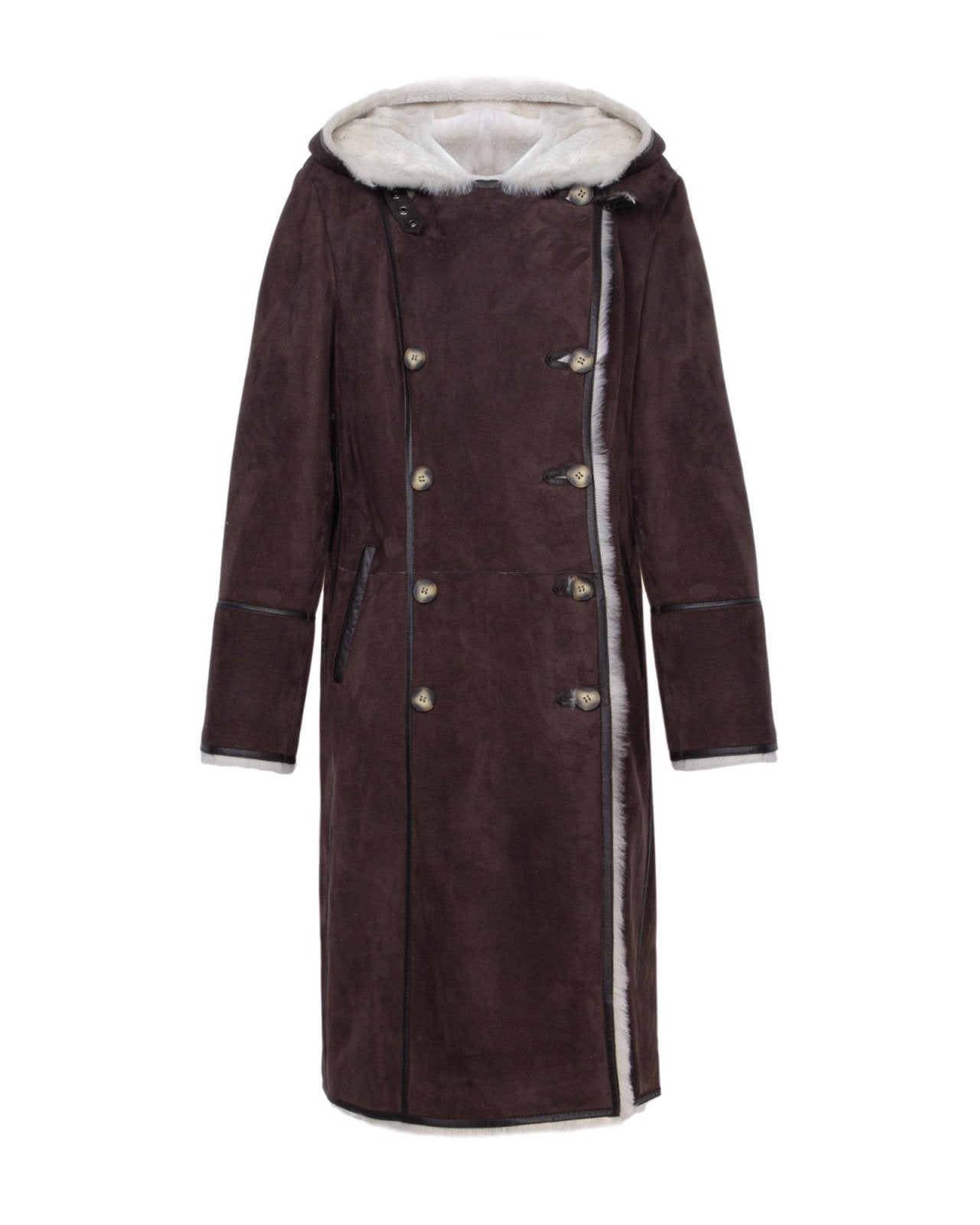 Brown Long Shearling Coat - ADAMO