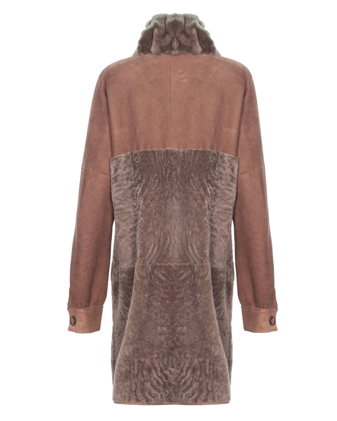 Brown Long Shearling Coat - ADAMO