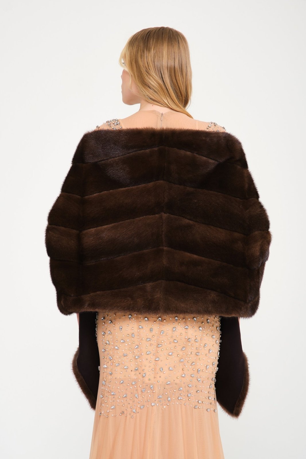 Brown Mink Fur Shawl - ADAMO