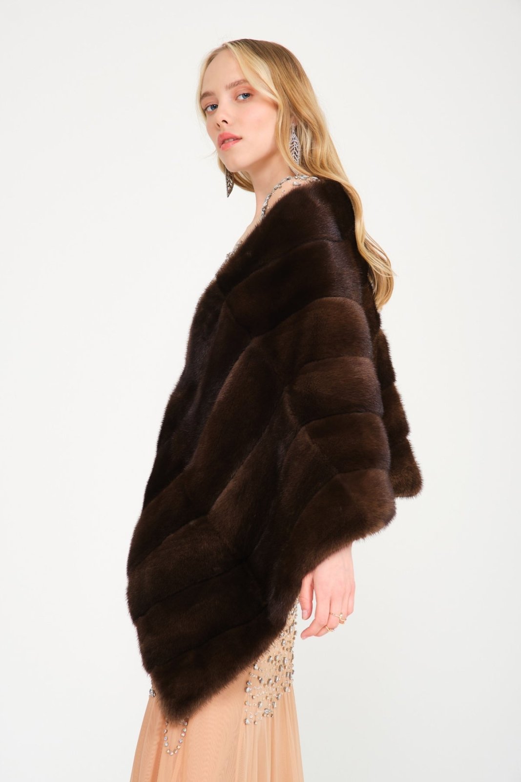 Brown Mink Fur Shawl - ADAMO