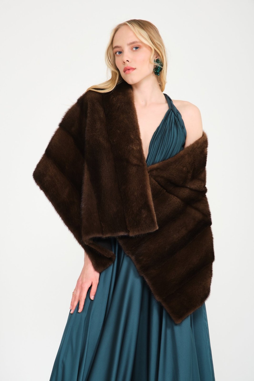 Brown Mink Fur Shawl - ADAMO