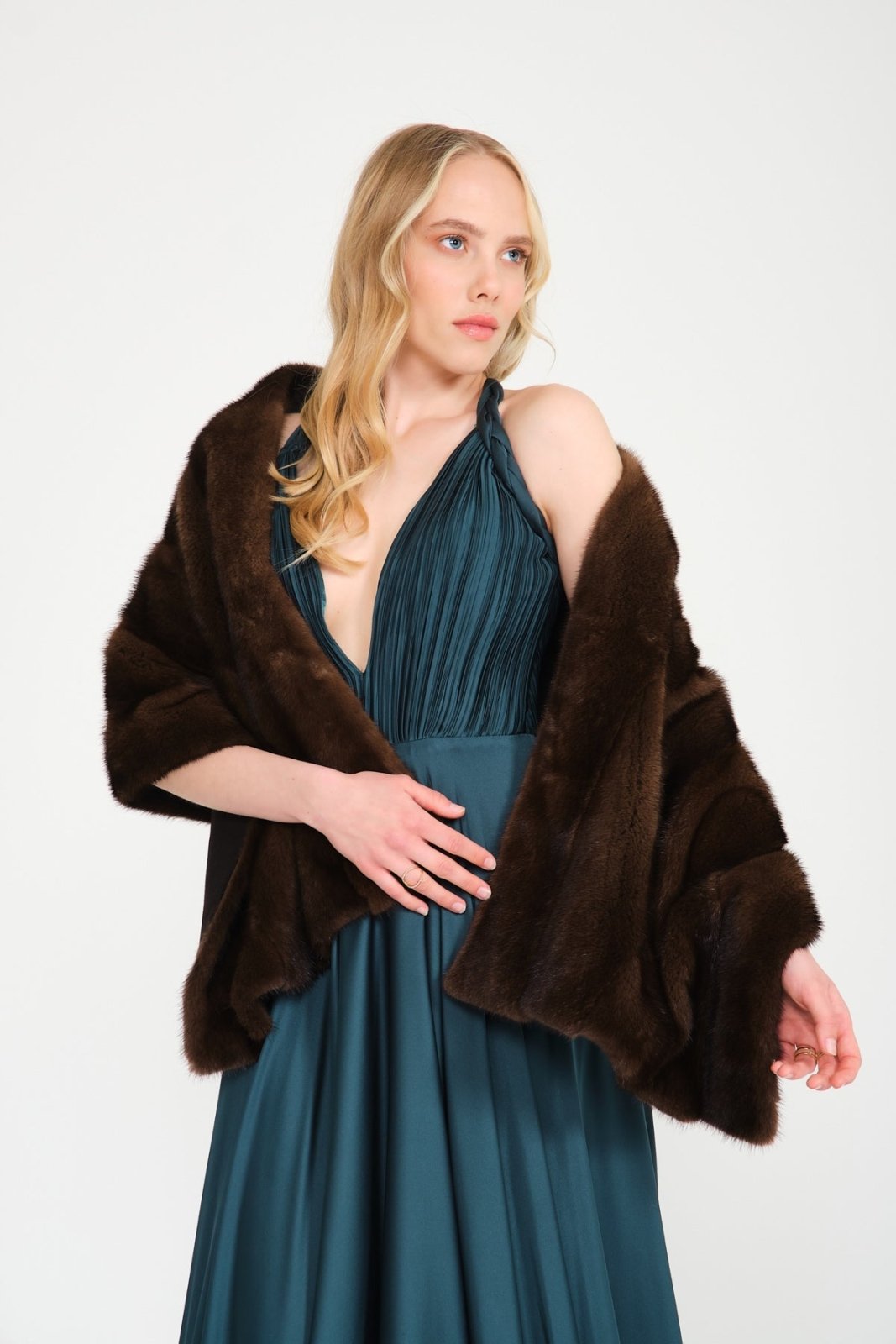 Brown Mink Fur Shawl - ADAMO