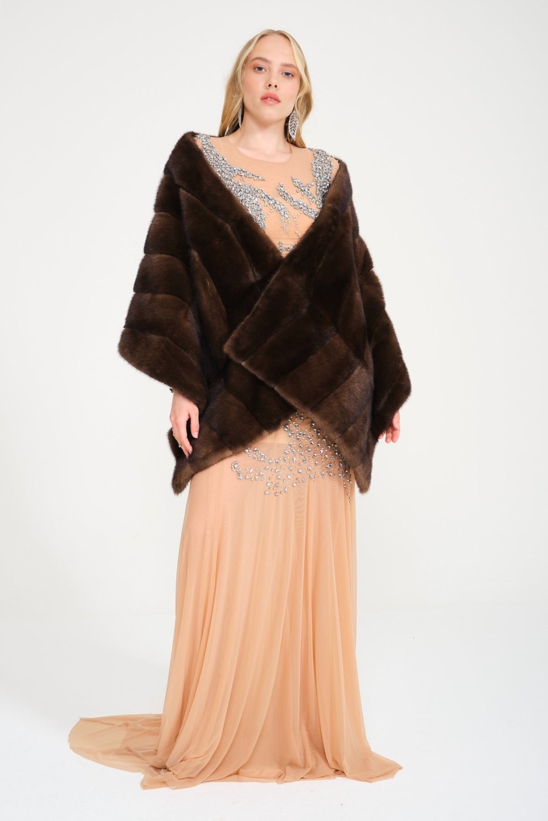 Brown Mink Fur Shawl - ADAMO