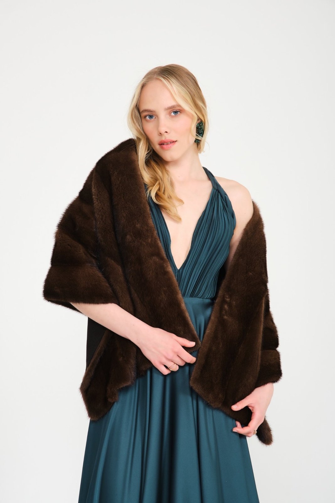 Brown Mink Fur Shawl - ADAMO