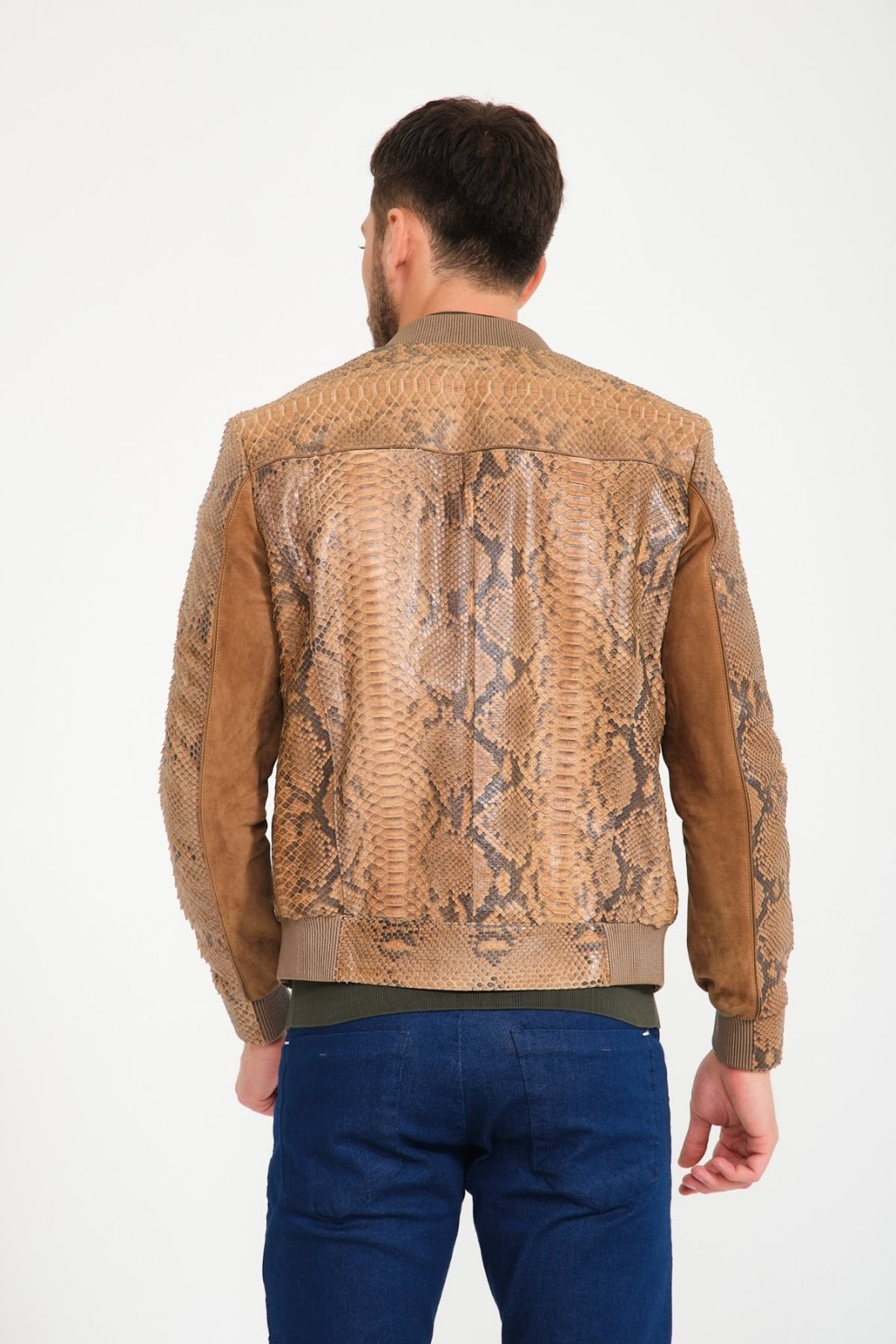 Brown Python Leather Jacket - ADAMO