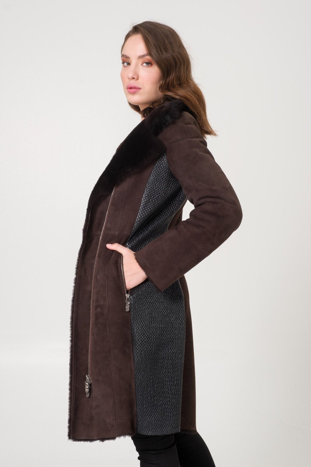 Brown Shearling Coat - ADAMO