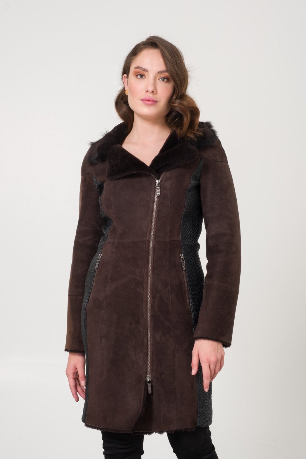 Brown Shearling Coat - ADAMO