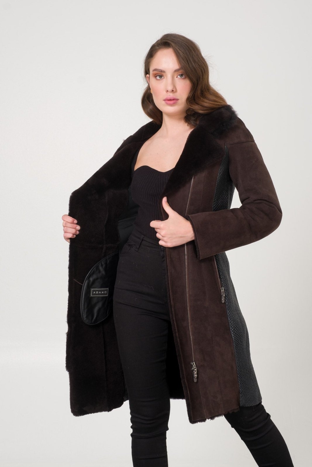 Brown Shearling Coat - ADAMO