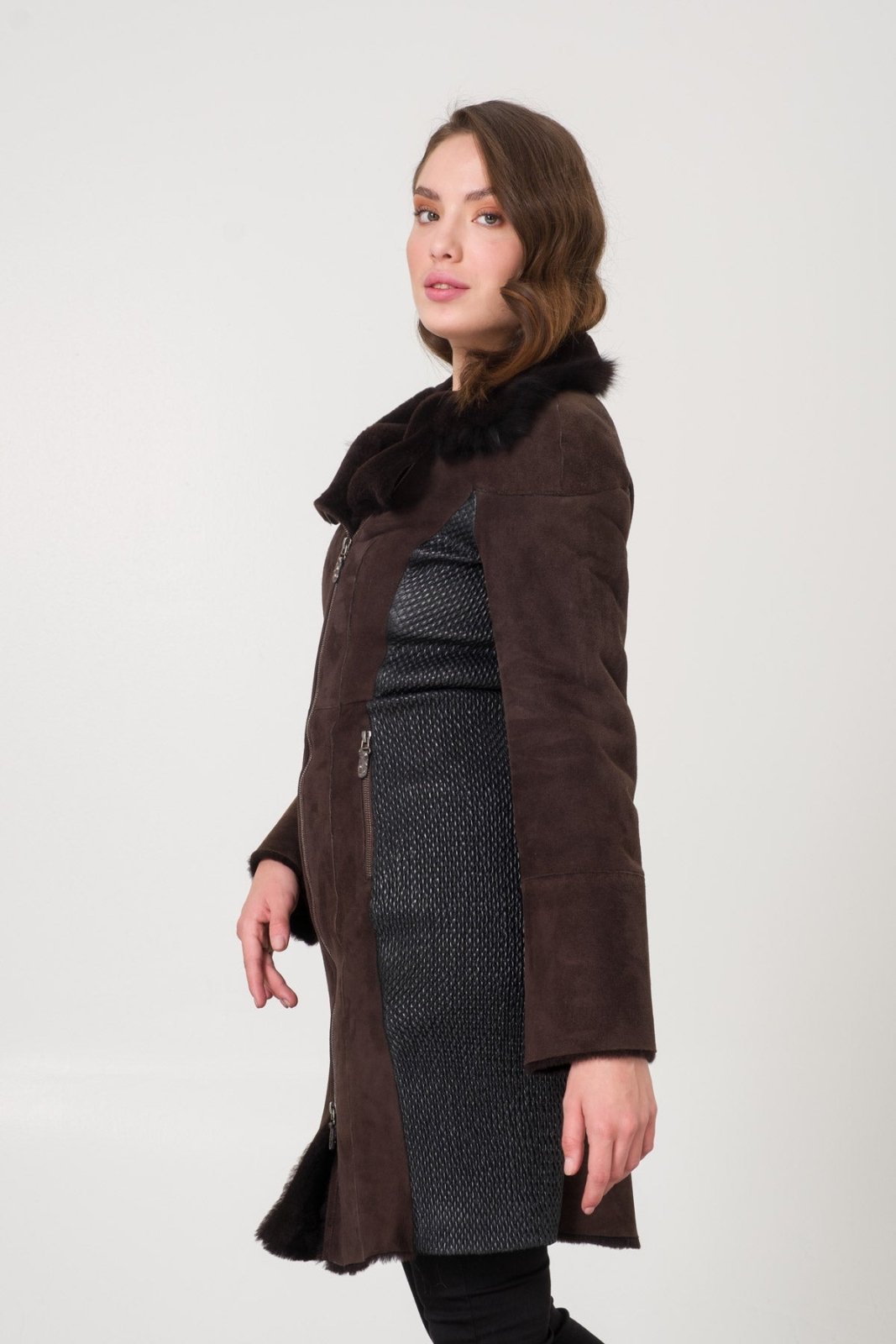 Brown Shearling Coat - ADAMO