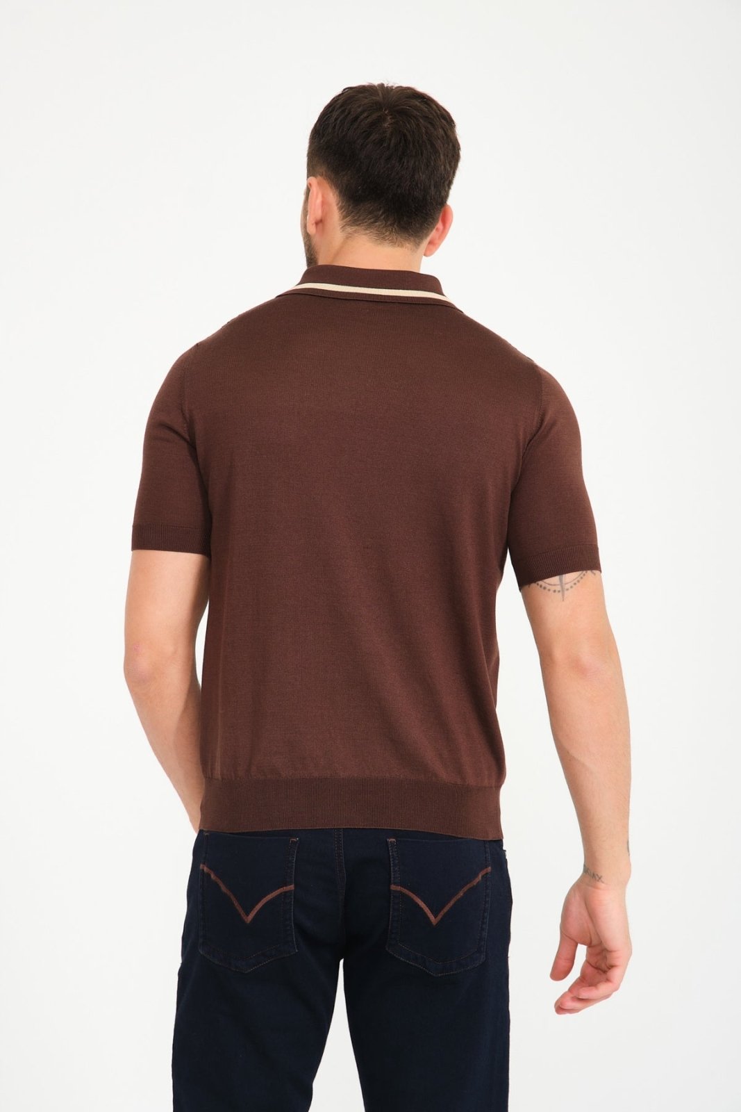 Brown Silk Polo Shirt - ADAMO