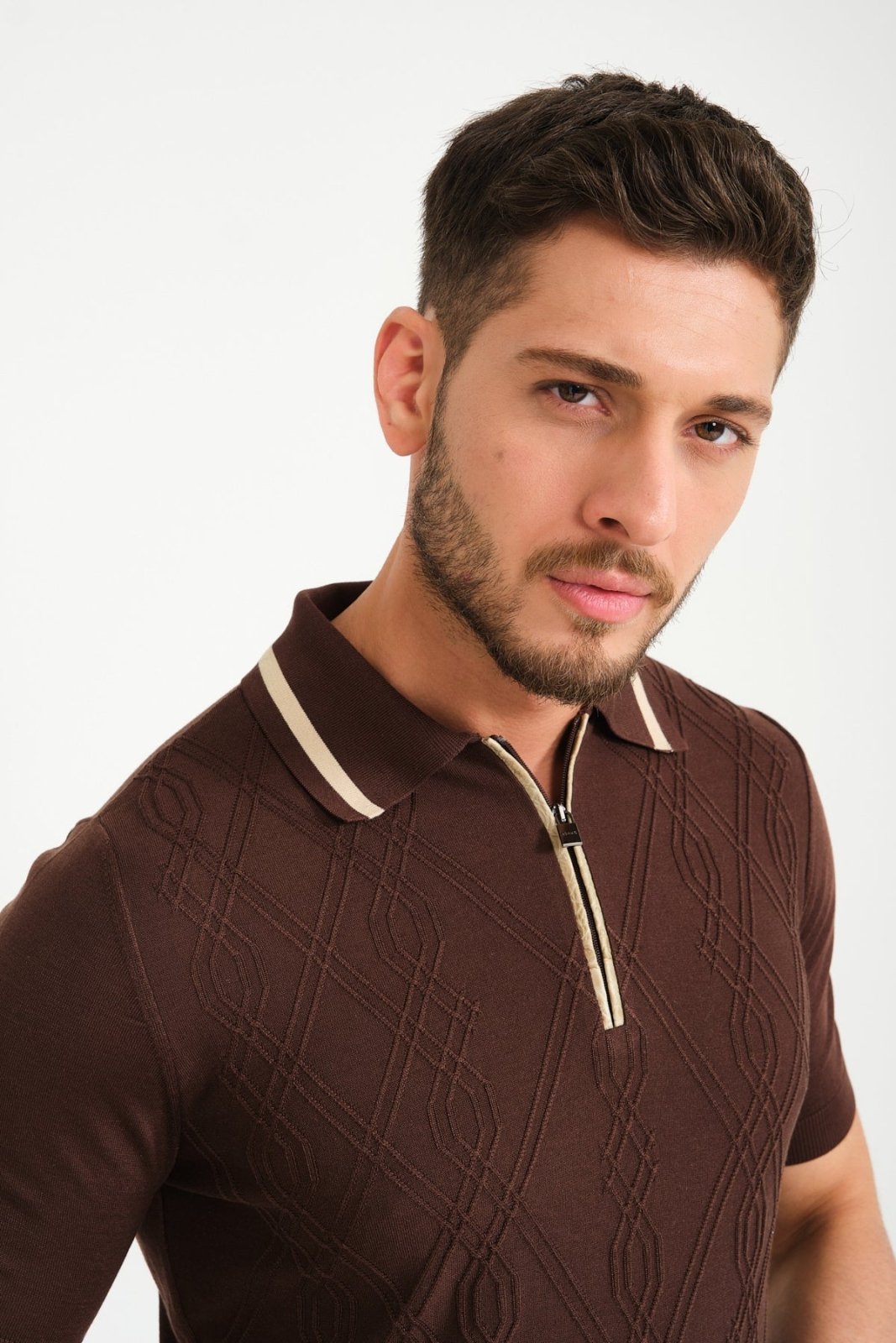 Brown Silk Polo Shirt - ADAMO