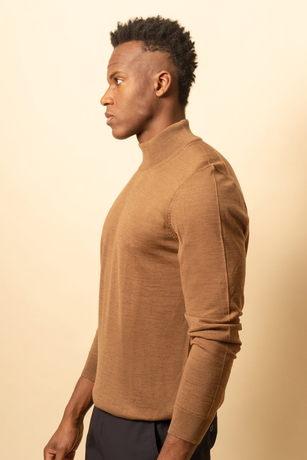 Brown Wool Knit Sweater - ADAMO