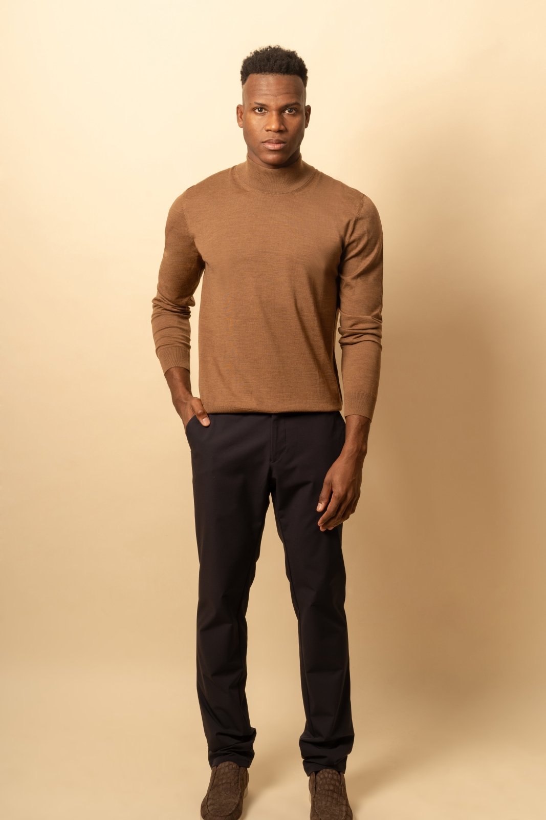 Brown Wool Knit Sweater - ADAMO