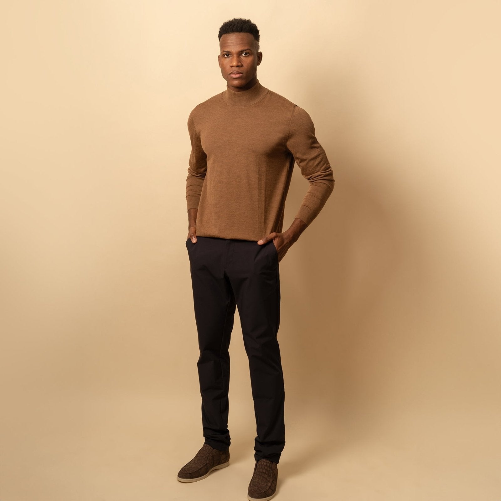 Brown Wool Knit Sweater - ADAMO