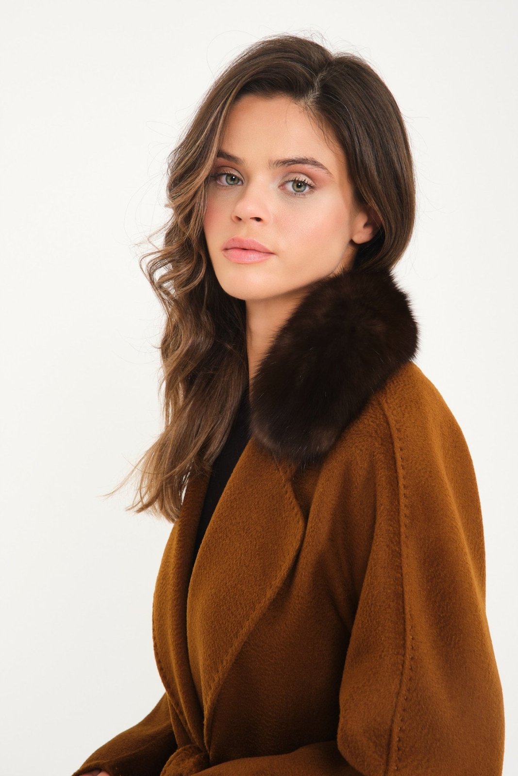 Brown Wool Long Coat - ADAMO