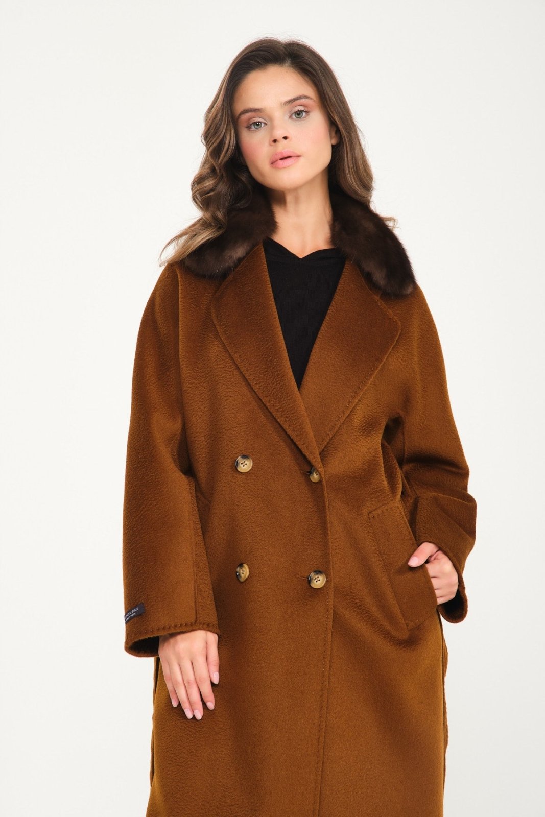 Brown Wool Long Coat - ADAMO