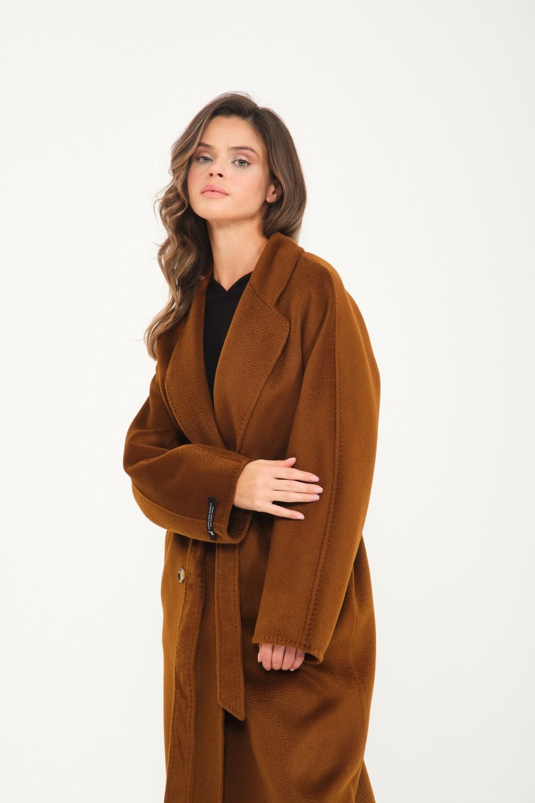 Brown Wool Long Coat - ADAMO