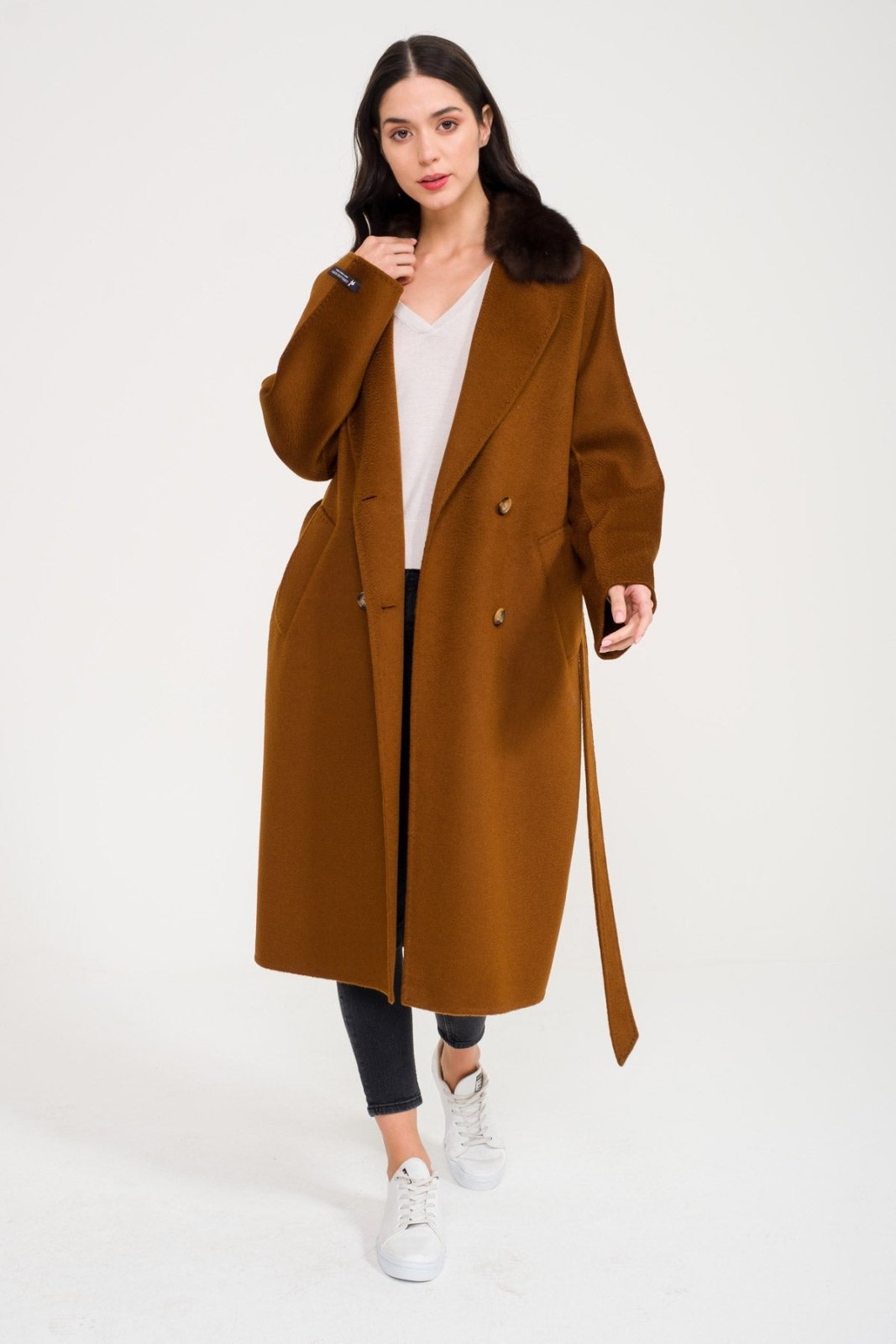 Brown Wool Long Coat - ADAMO