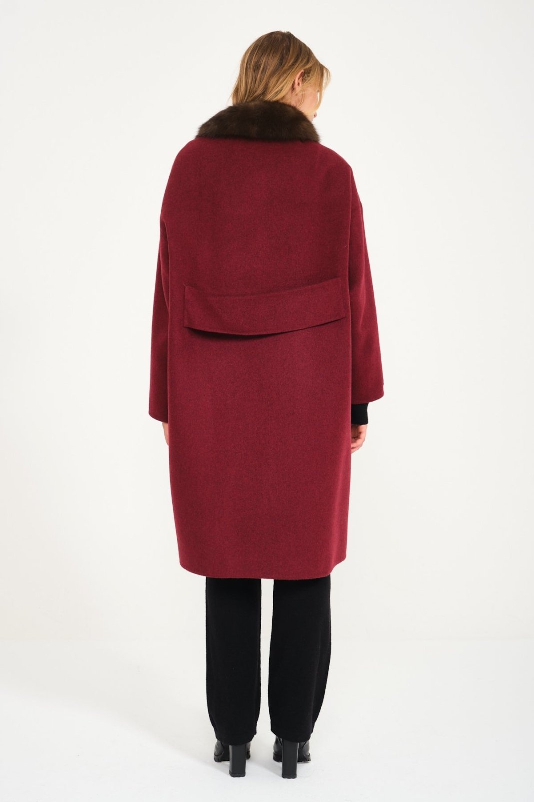 Burgundy Cashmere Long Coat - ADAMO