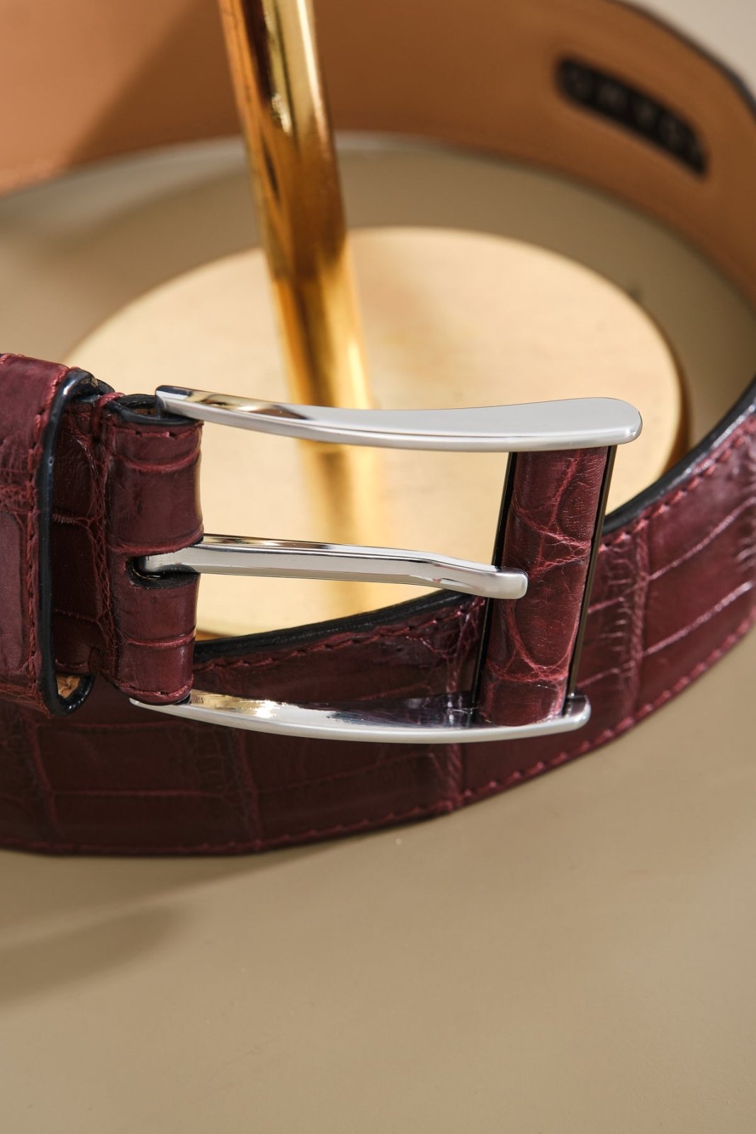 Burgundy Crocodile Leather belt - ADAMO