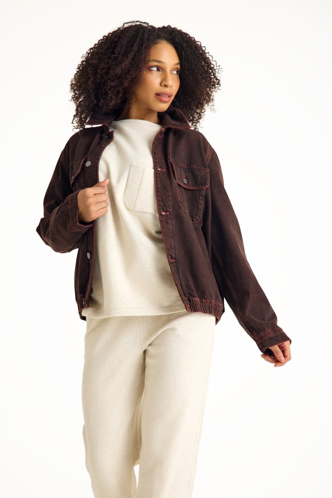 Burgundy Denim Women's Jacket - ADAMO