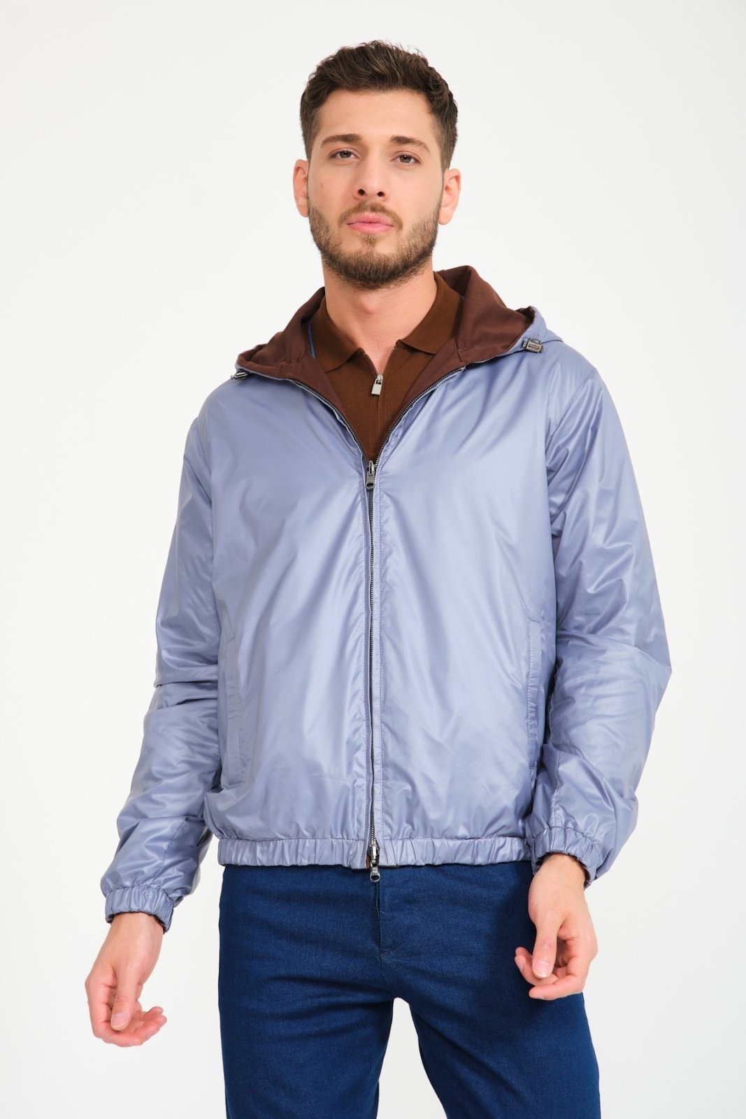 Burgundy / Ice Grey Double Face Waterproof Jacket - ADAMO