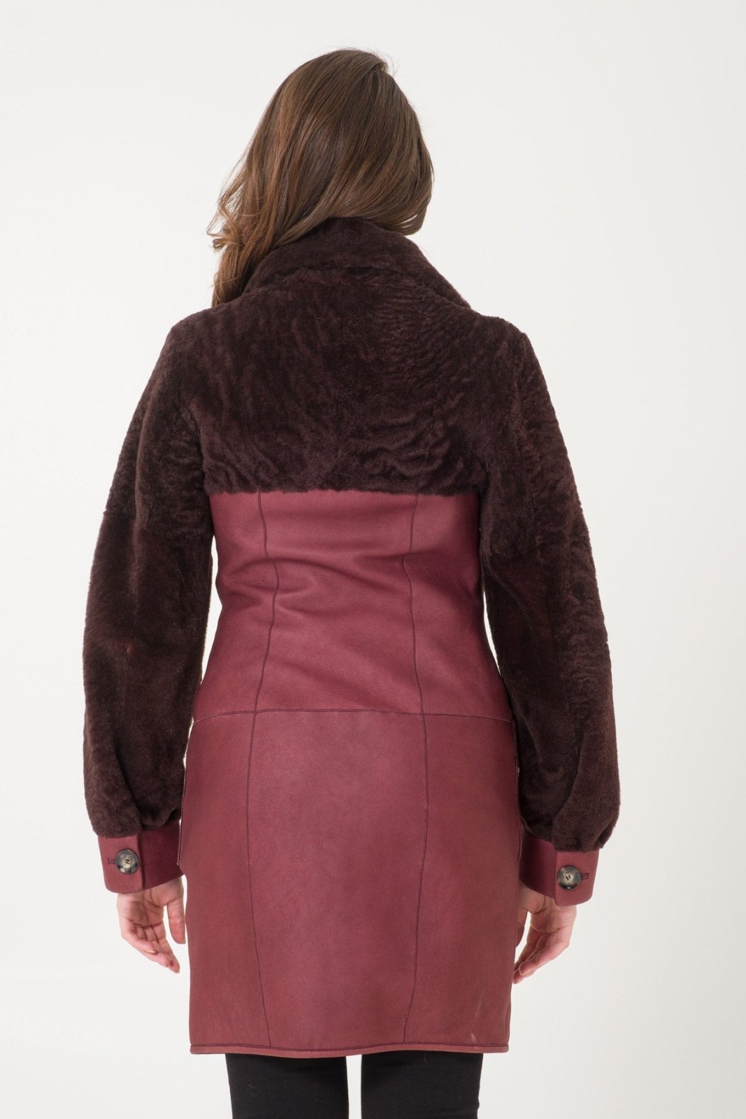 Burgundy Shearling Coat - ADAMO