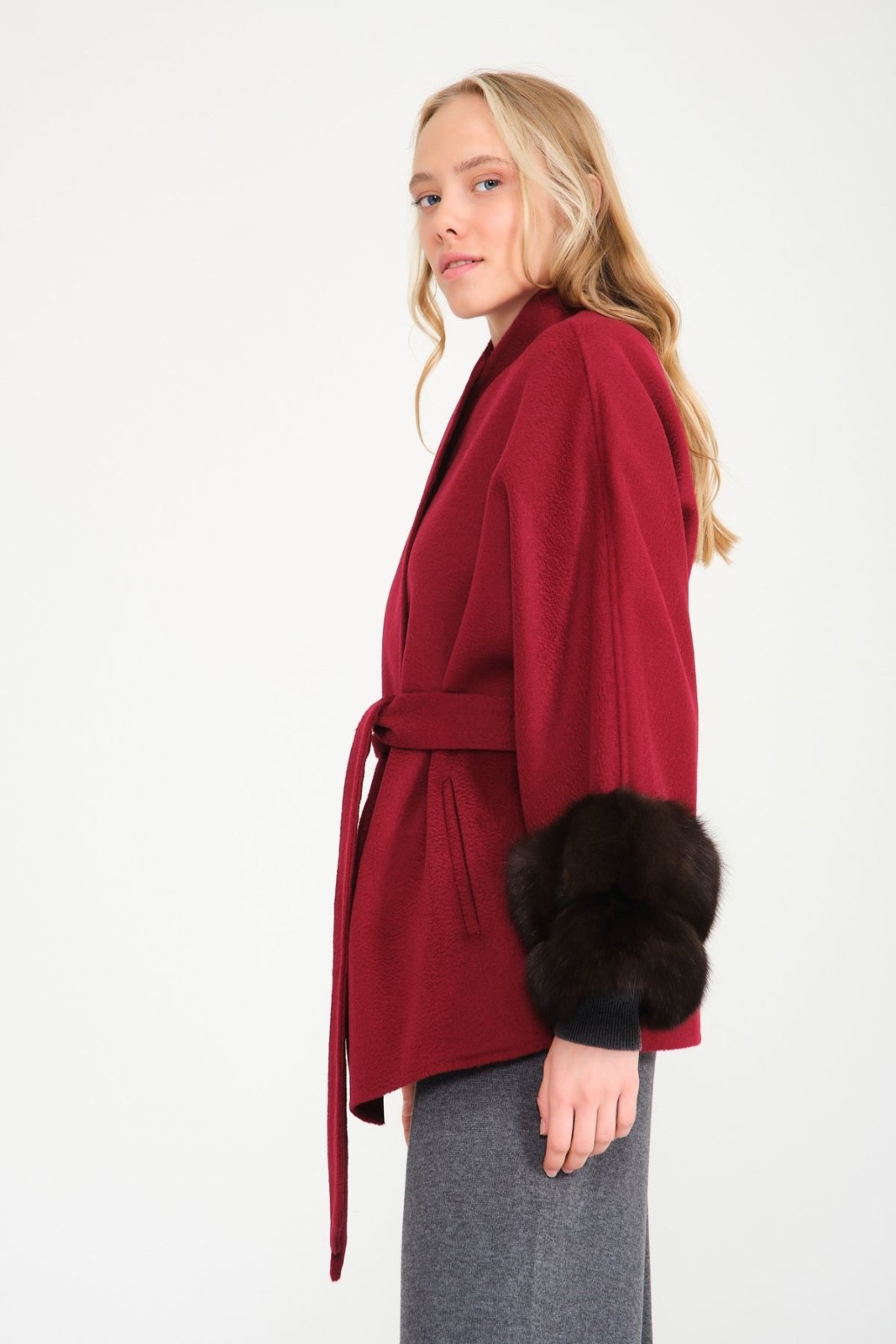 Burgundy Wool Coat - ADAMO