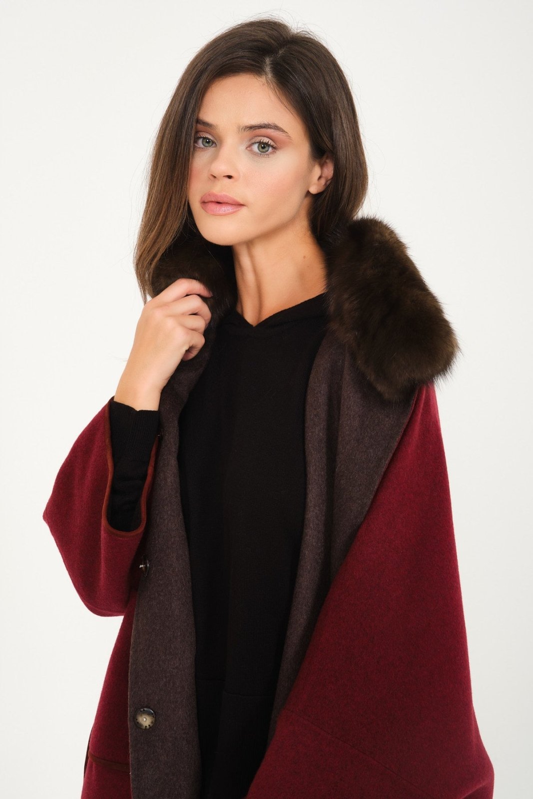 Burgundy Wool Coat - ADAMO