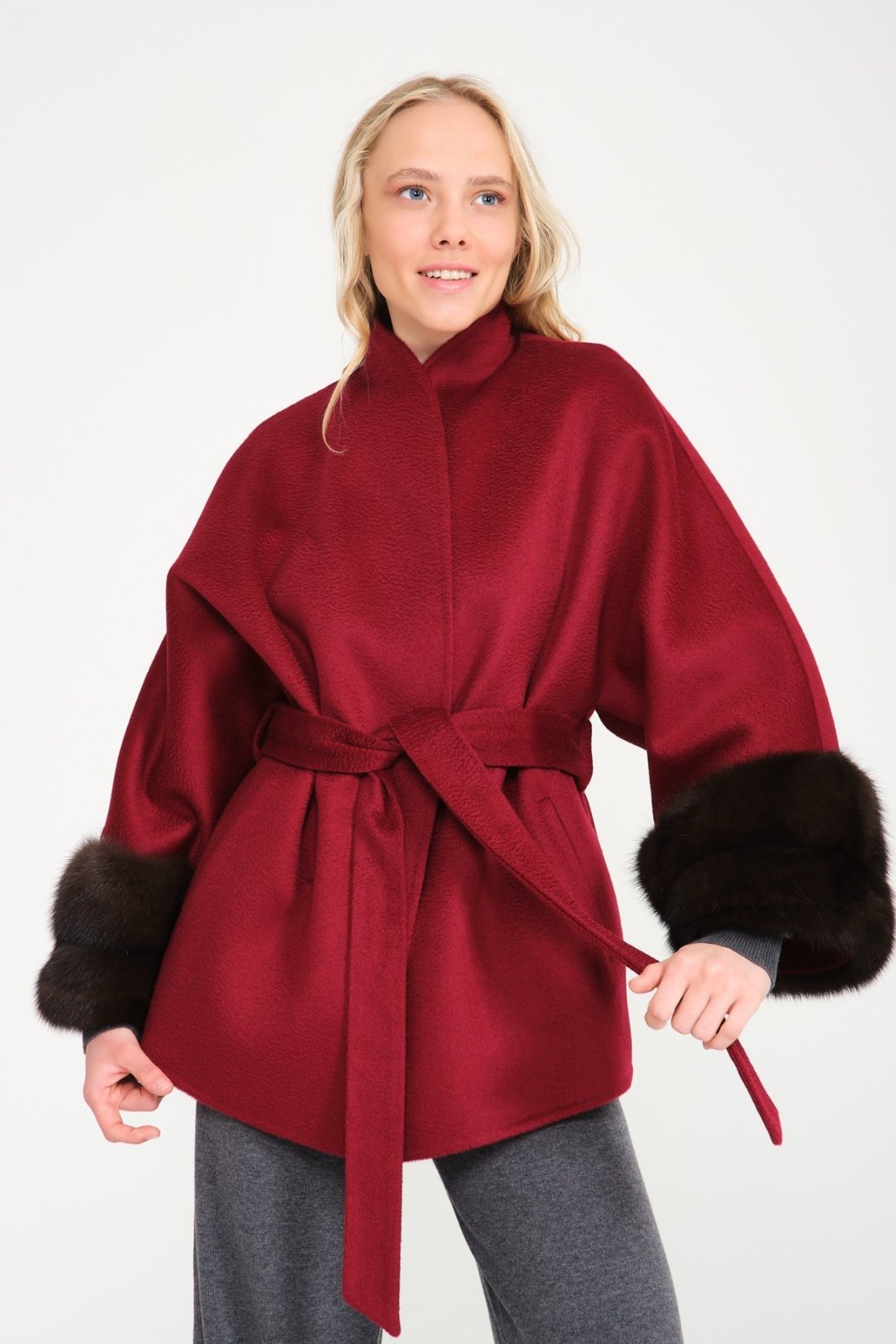 Burgundy Wool Coat - ADAMO