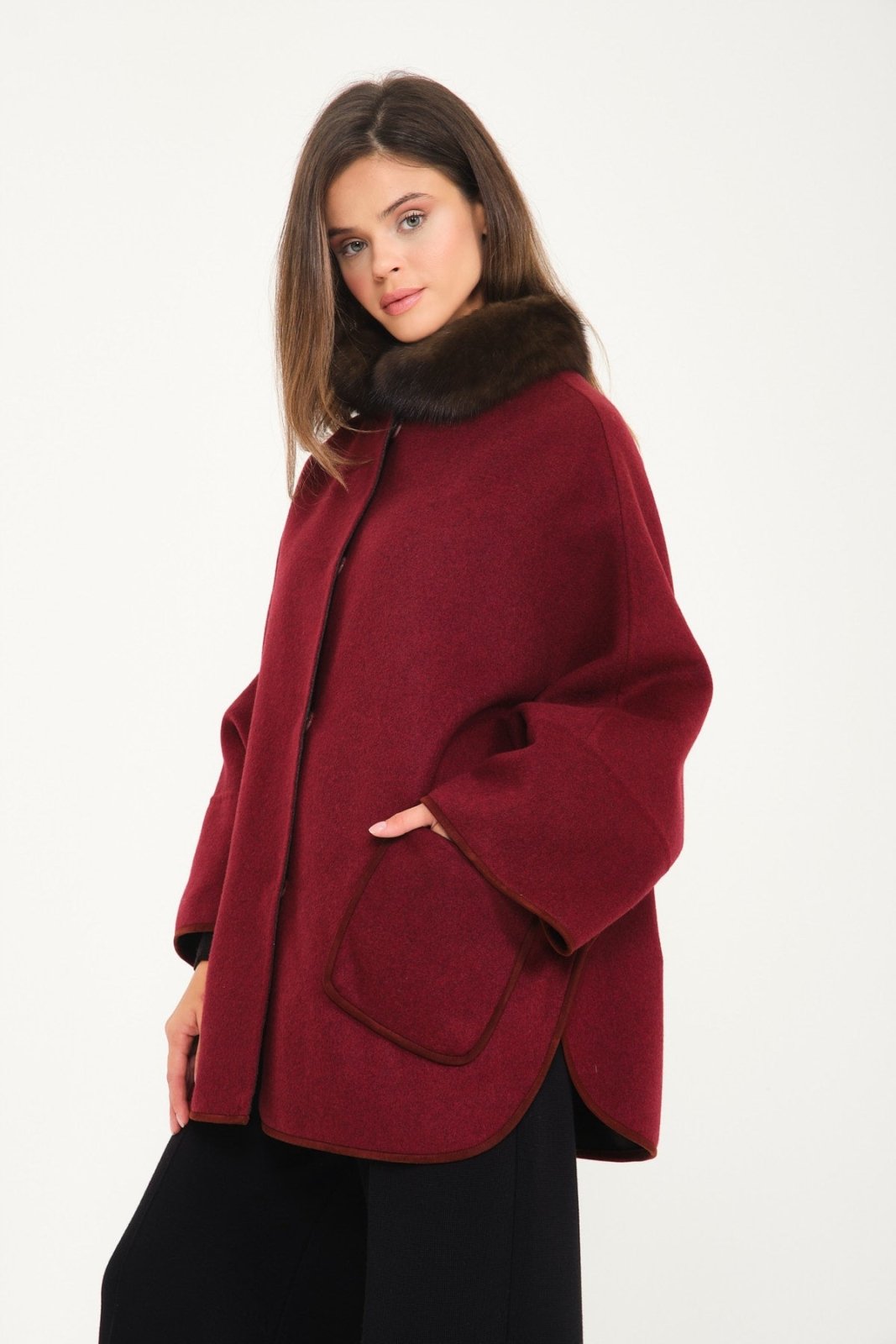 Burgundy Wool Coat - ADAMO