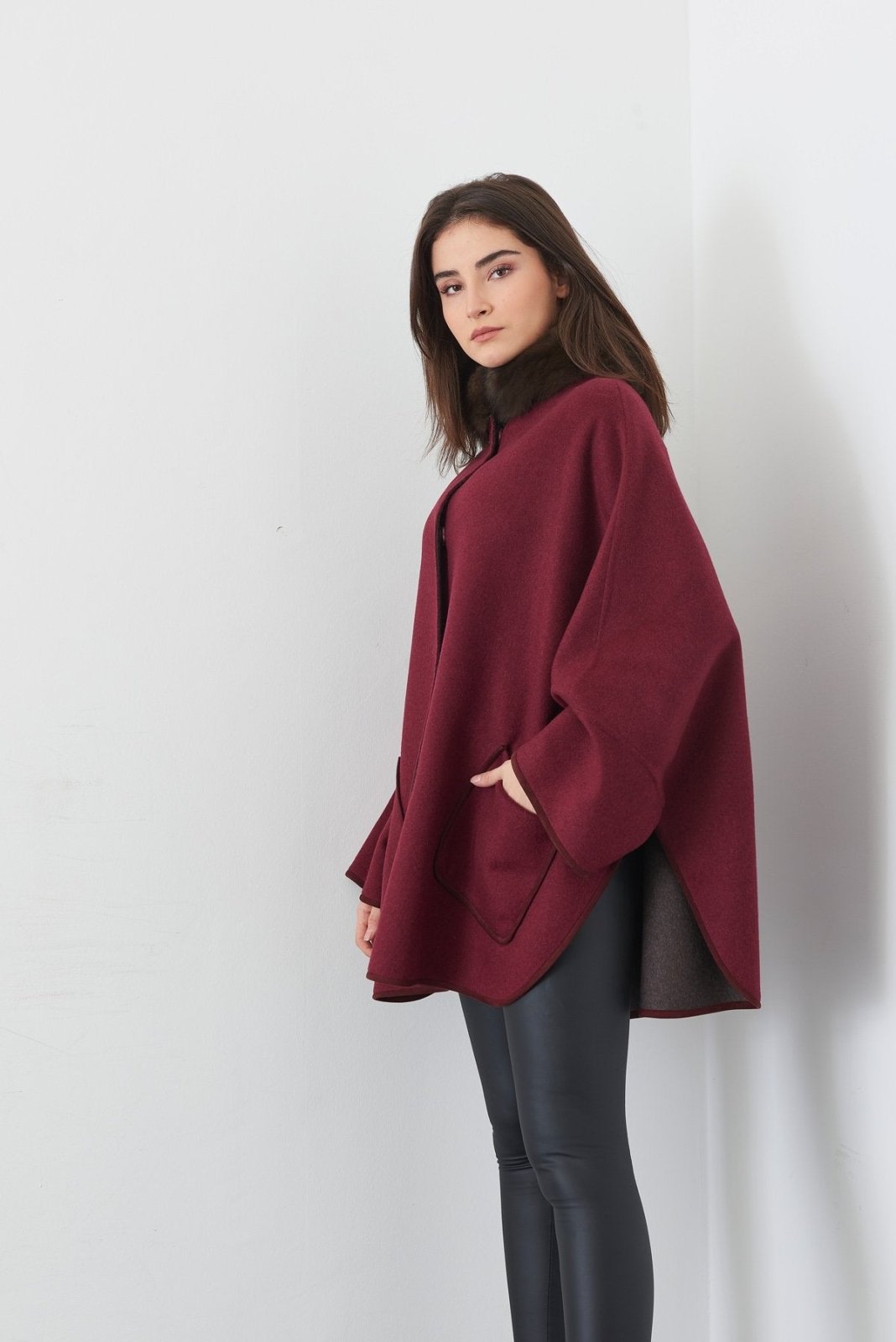 Burgundy Wool Coat - ADAMO