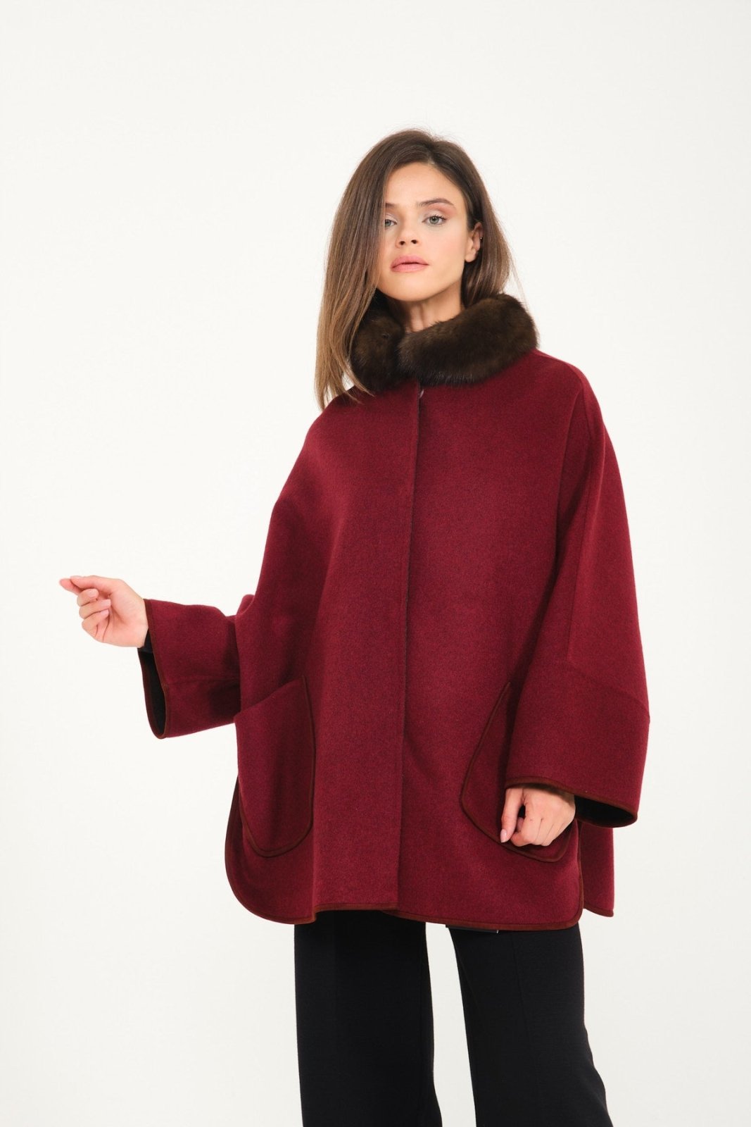 Burgundy Wool Coat - ADAMO