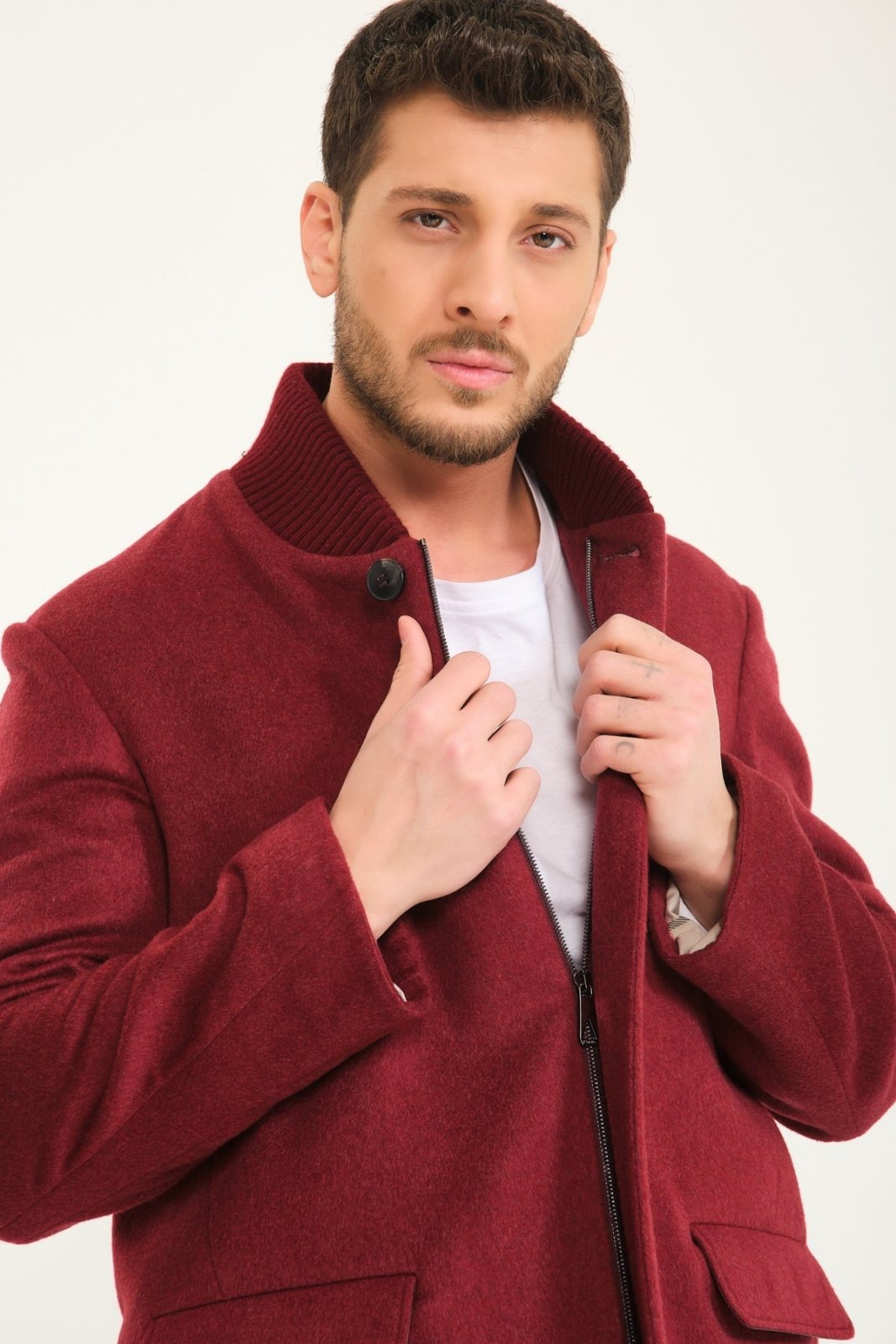 Burgundy Wool Coat - ADAMO