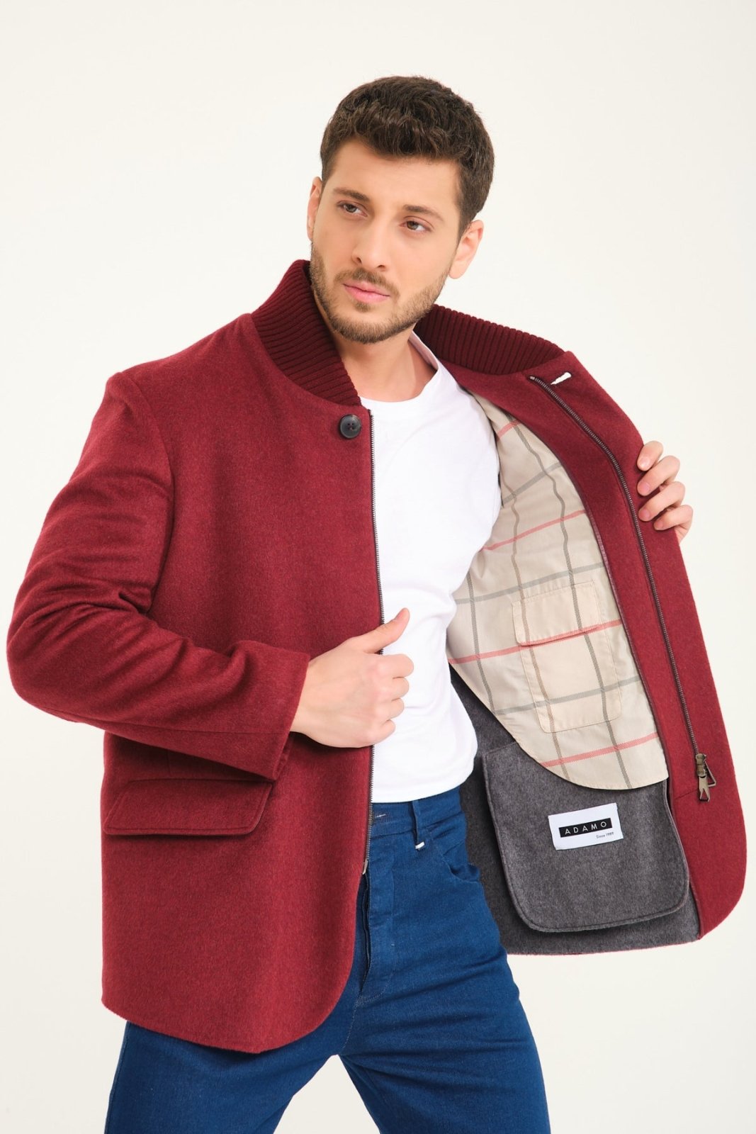 Burgundy Wool Coat - ADAMO