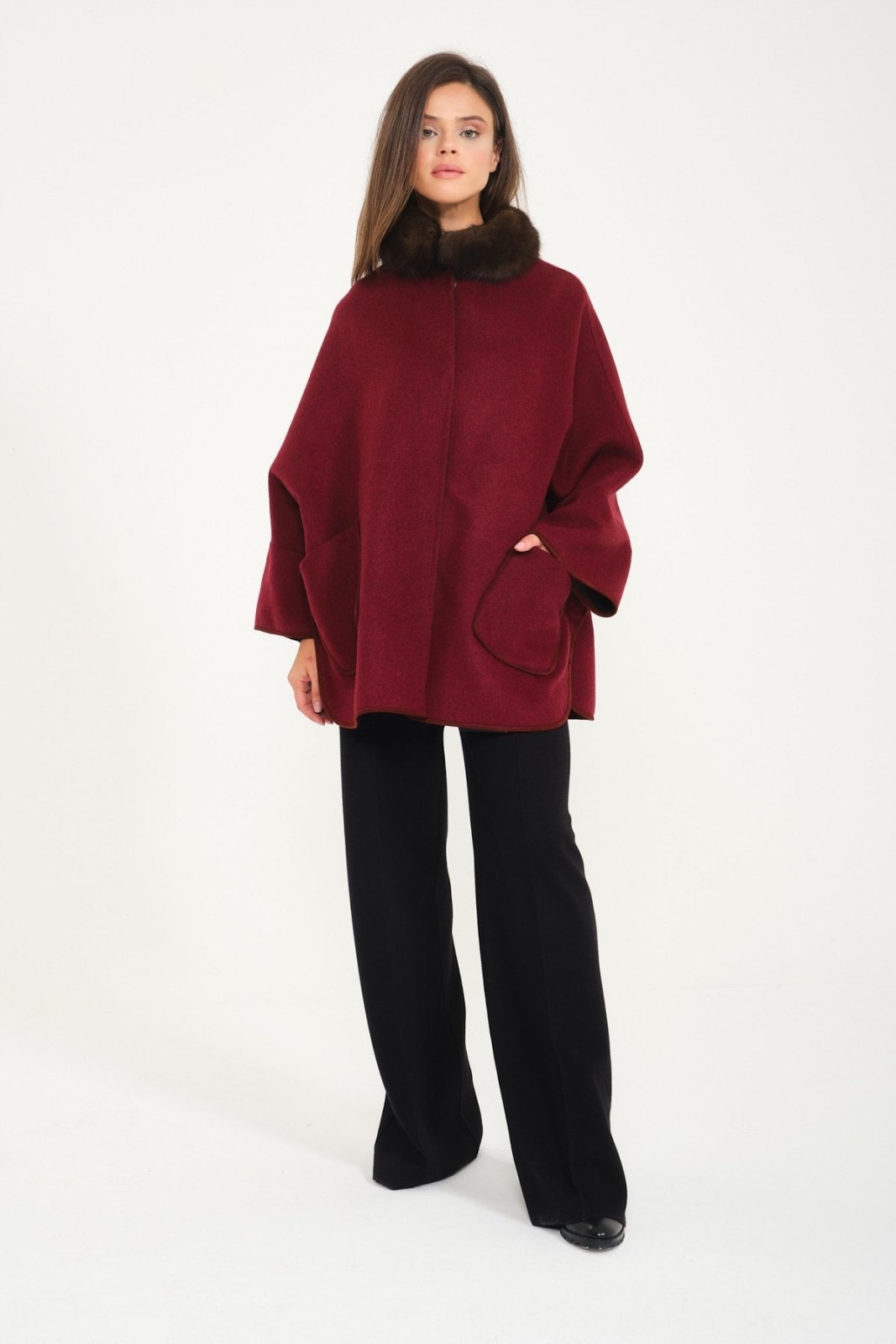 Burgundy Wool Coat - ADAMO