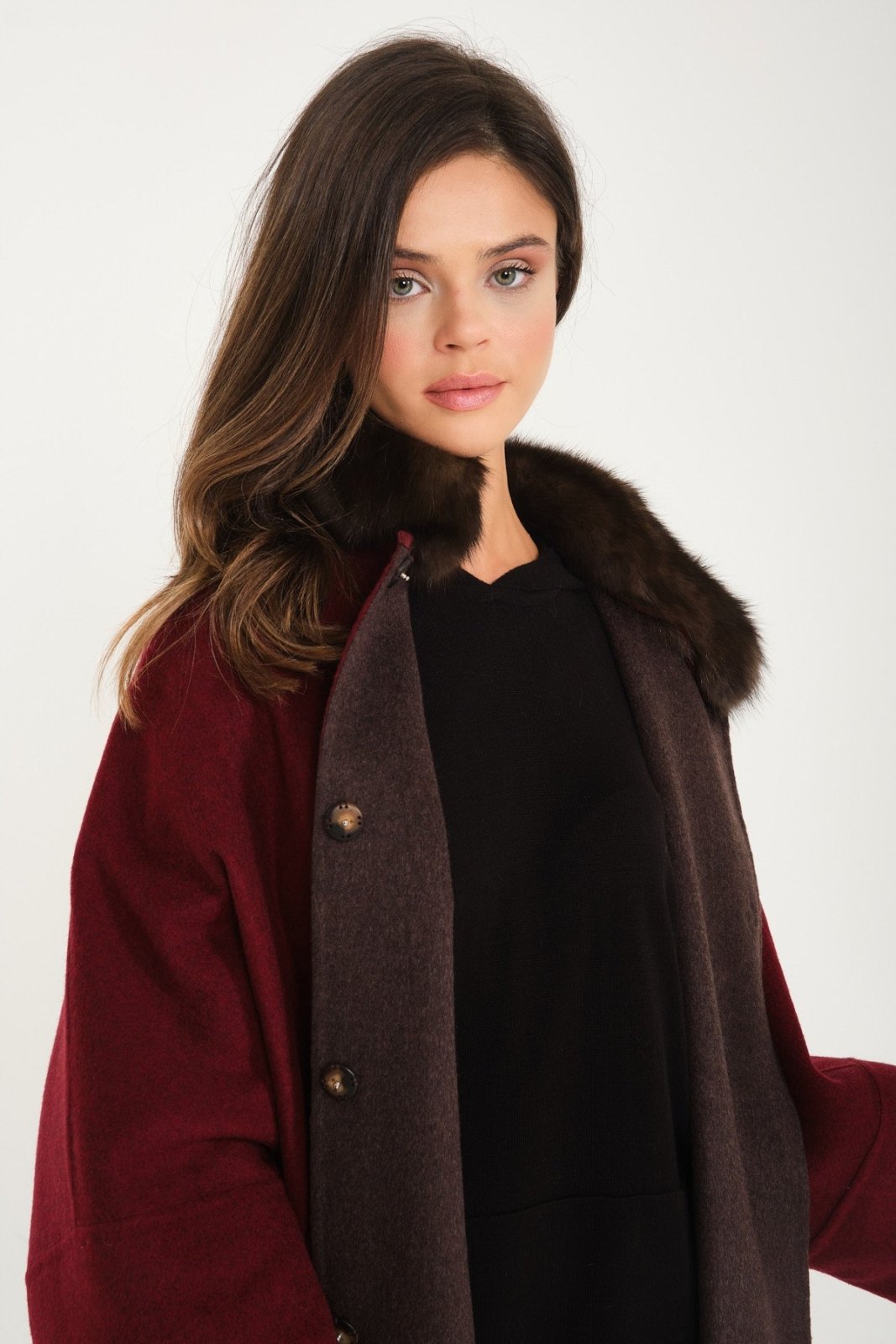 Burgundy Wool Coat - ADAMO