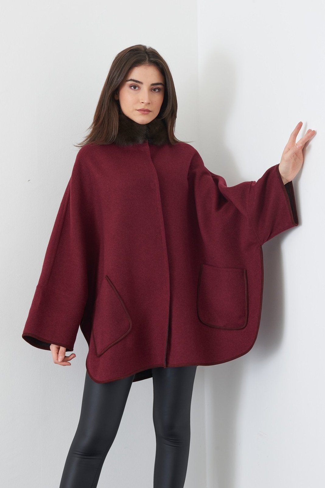 Burgundy Wool Coat - ADAMO