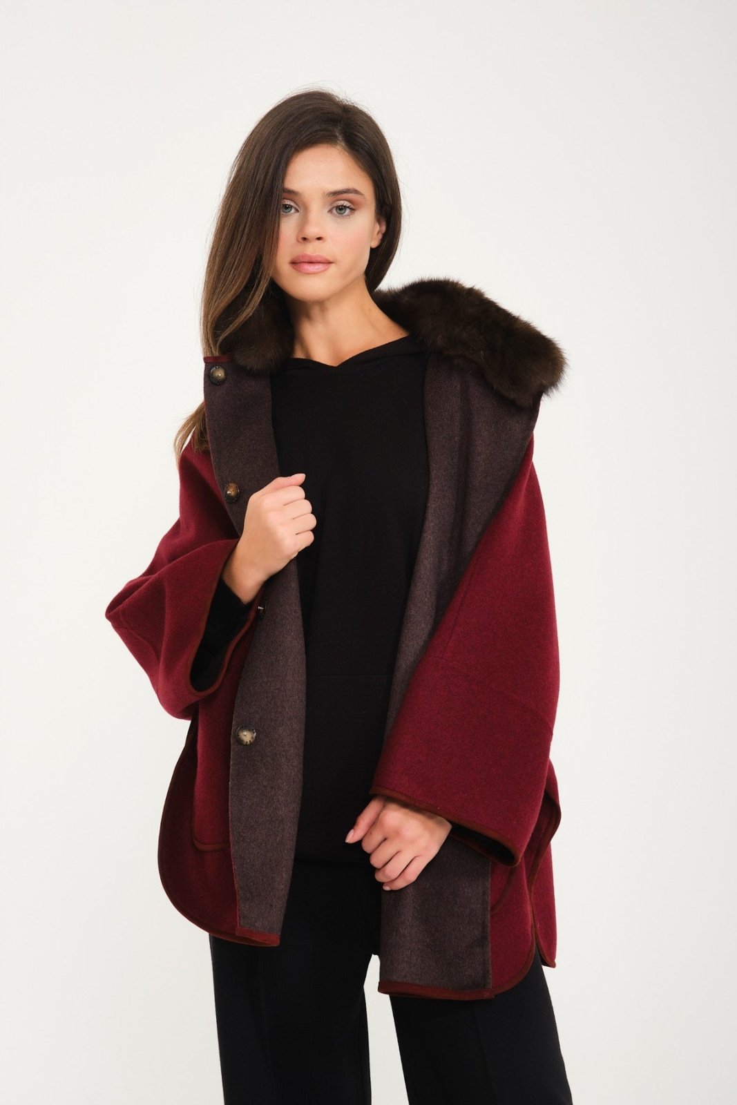 Burgundy Wool Coat - ADAMO