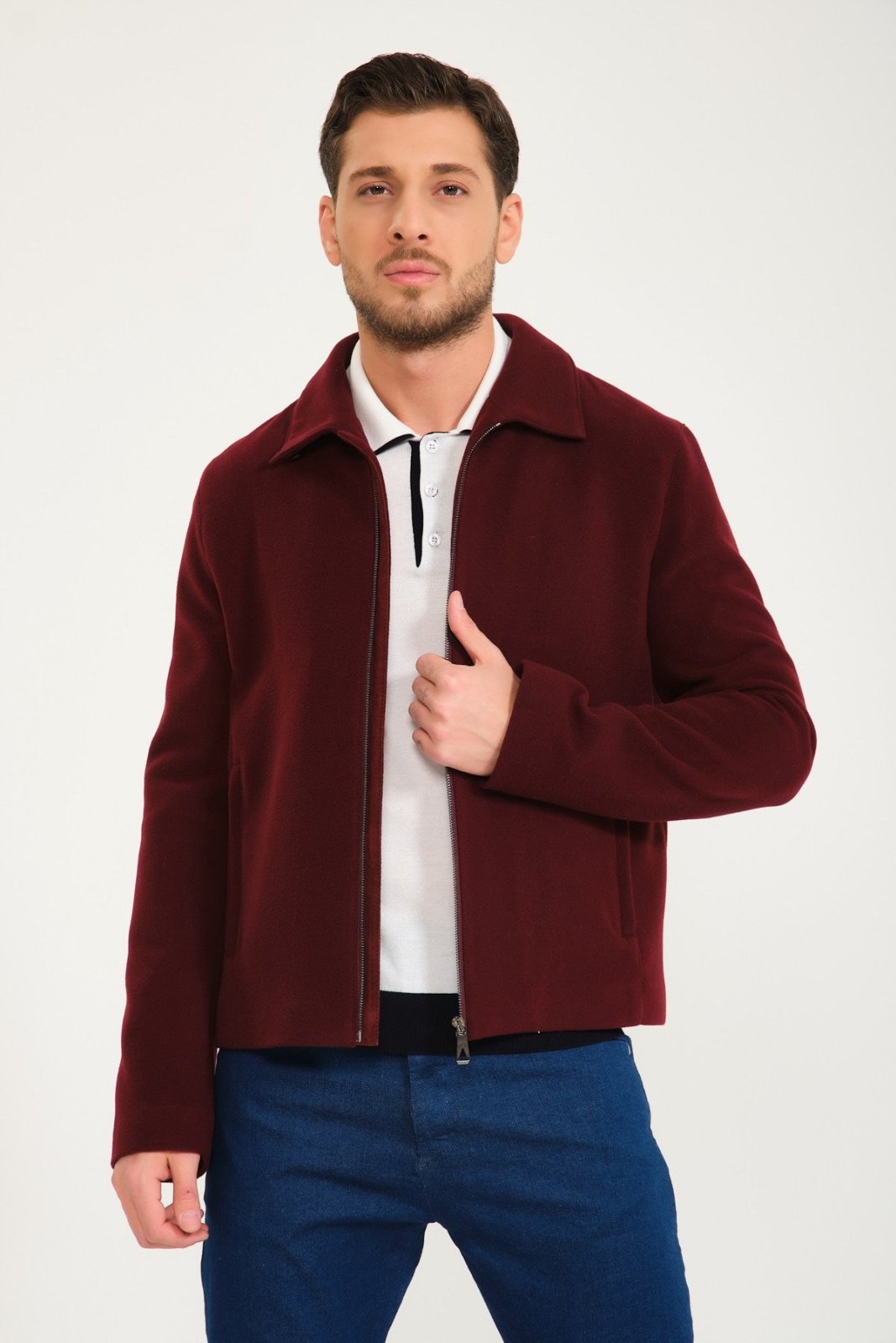 Burgundy Wool & Mink Fur Coat - ADAMO