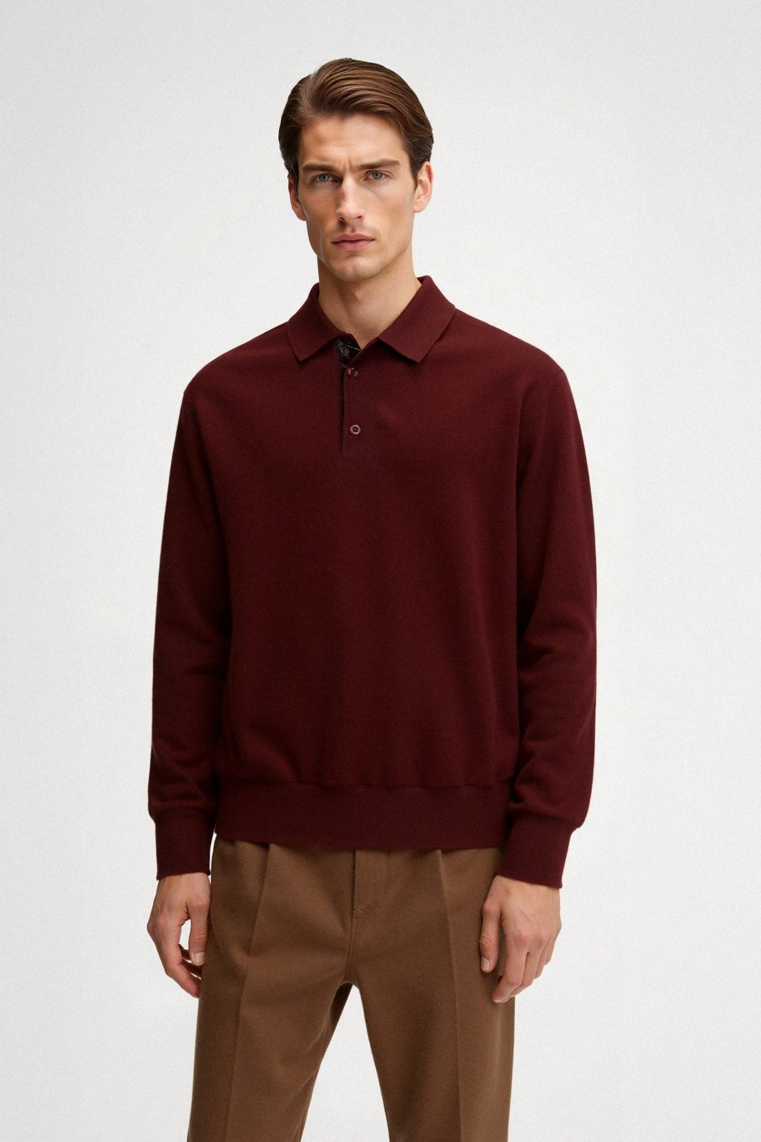 Burgundy Wool Polo Shirt - ADAMO