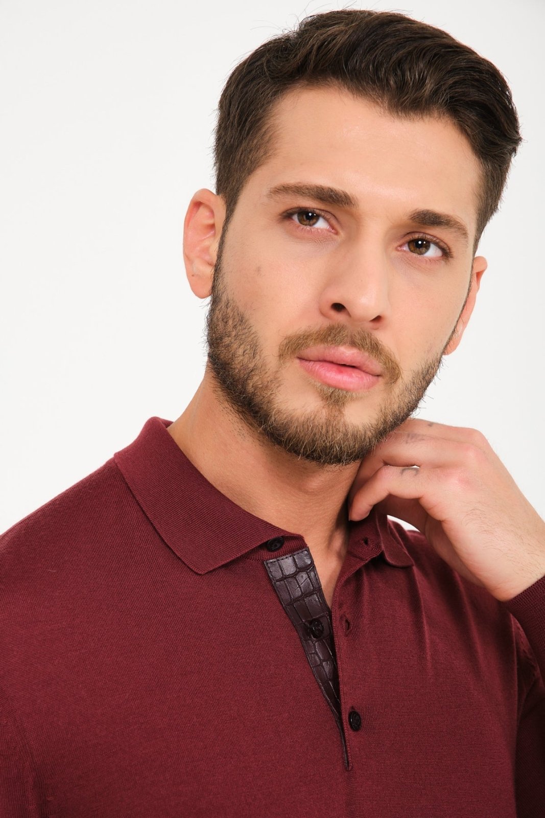 Burgundy Wool Polo Shirt - ADAMO