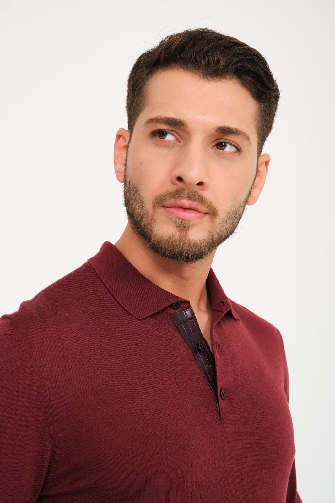 Burgundy Wool Polo Shirt - ADAMO