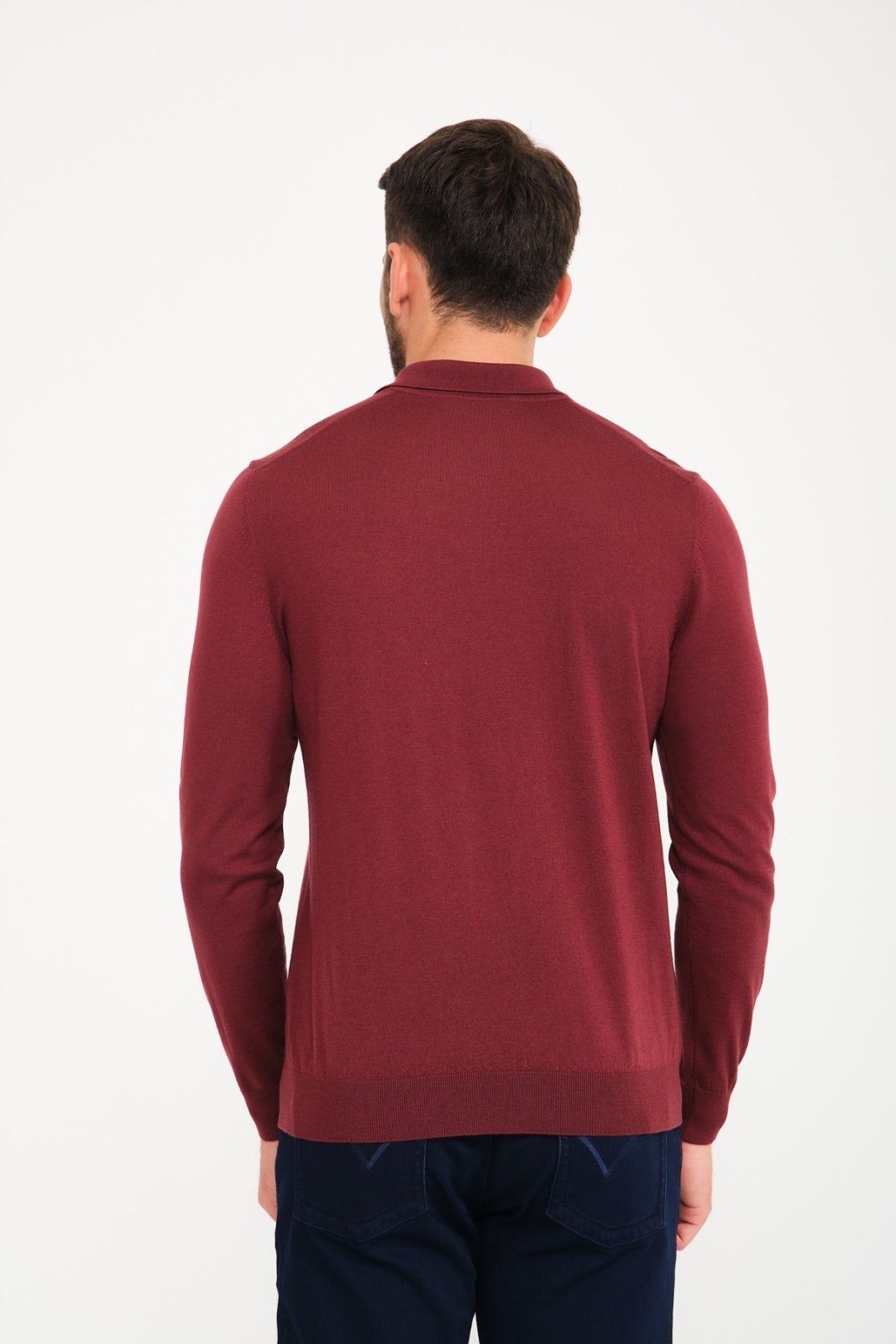 Burgundy Wool Polo Shirt - ADAMO