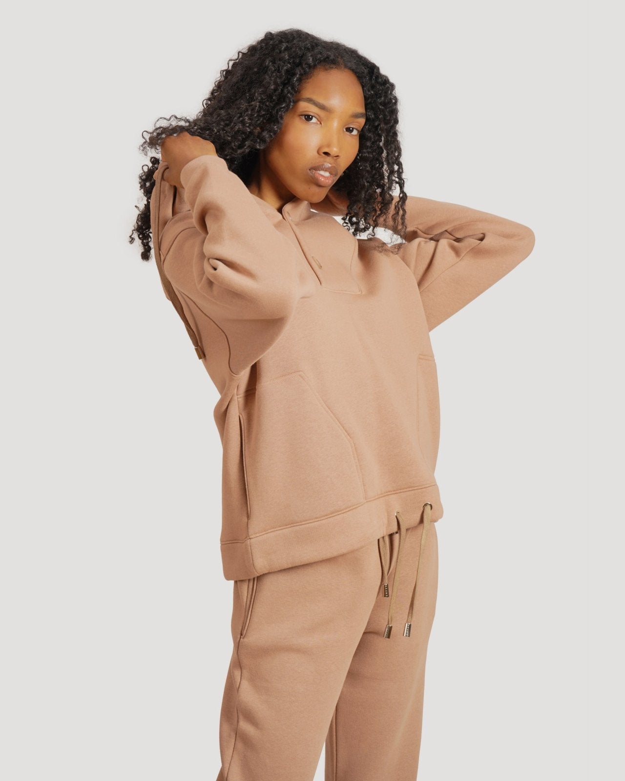 Camel Button Up Hoodie Set - ADAMO