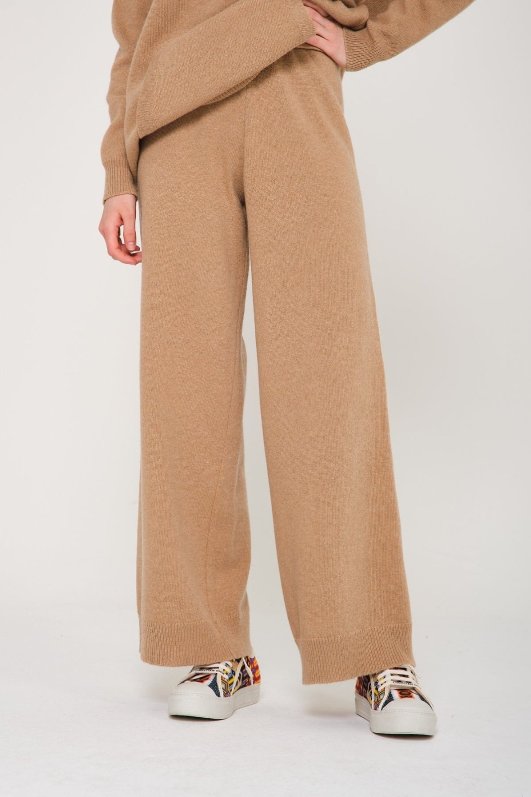 Camel Chinchilla Fur Lined Hoodie & Pants Set - ADAMO