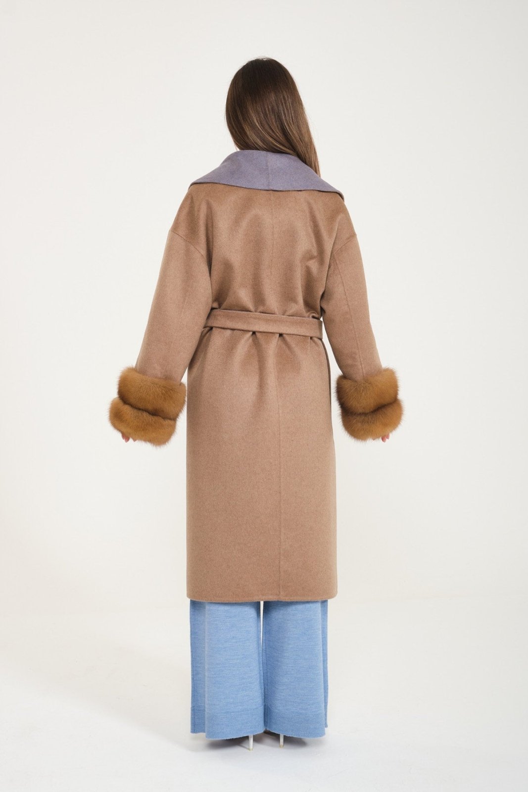 Camel / Grey Cashmere & Wool Coat - ADAMO