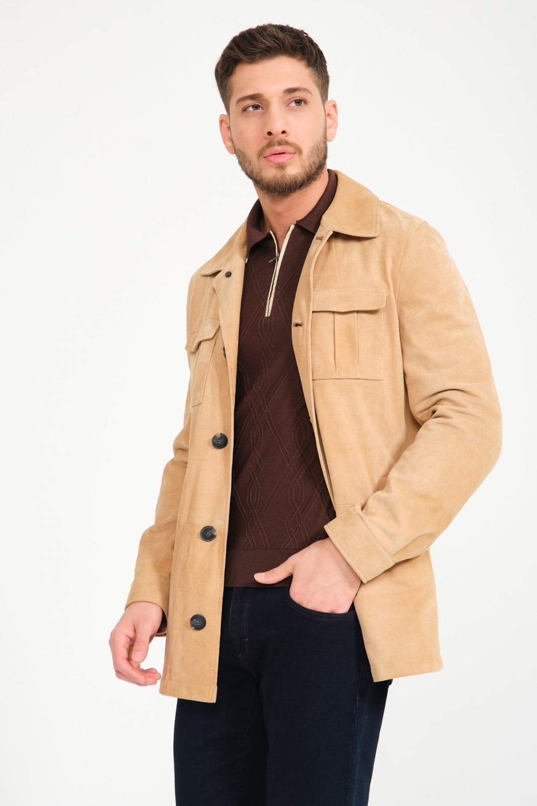 Camel Leather Jacket - ADAMO